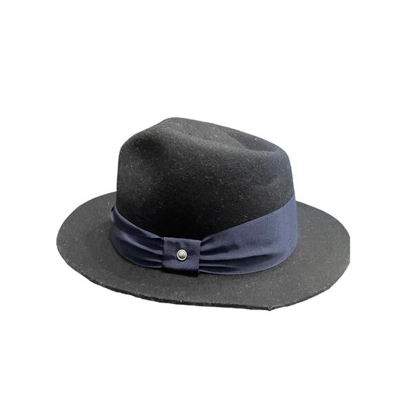 Rag and Bone Women's Wool Fedora Hat Blue Ribbon Detail Size Medium - Picture 2 of 8